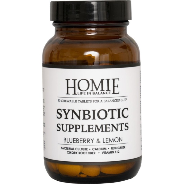 HOMIE Synbiotic Blueberry & Lemon Supplements 90 tuggtabletter
