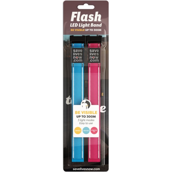 Save Lives Now Flash LED Light Band Rosa & Blå 2 st