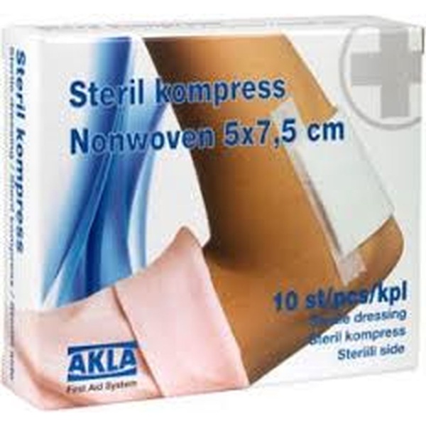 AKLA Steril kompress nonwoven 5 x 7,5 cm 10 st