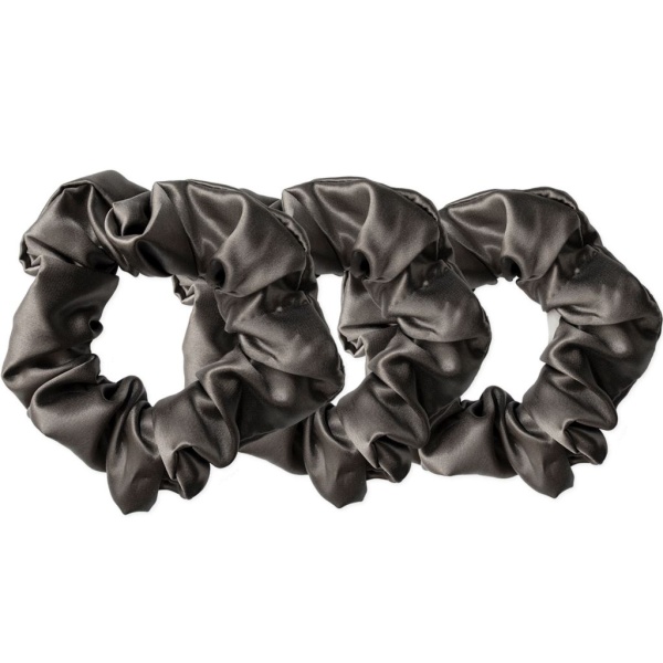 Cloud & Glow Silk Scrunchie 4 cm Charcoal 3 st