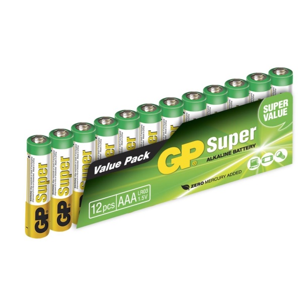 GP Super Alkaline AAA 24A/LR03 Batterier 12-pack
