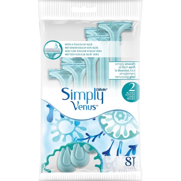 Gilette Simply Venus 2 Engångsrakhyvlar Kvinnor 8 st