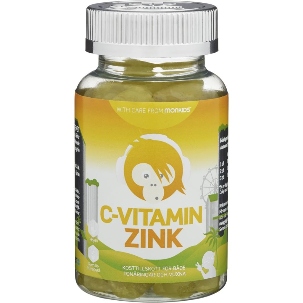 Monkids C-vitamin + Zink Tonår 60 tuggtabletter