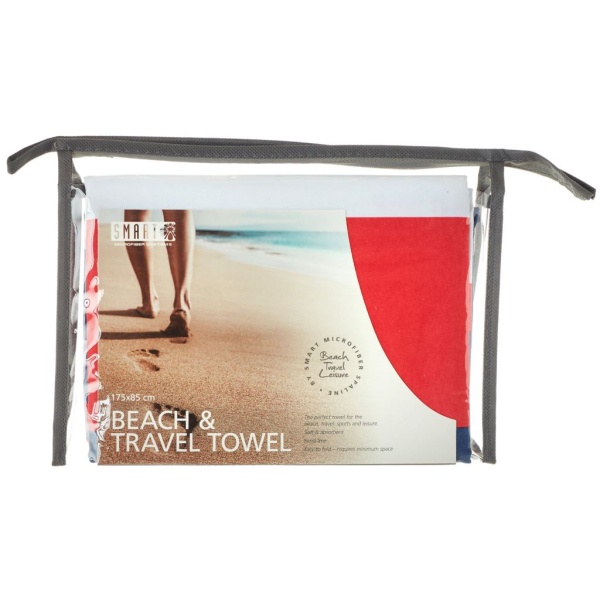 Smart Microfiber Beach Towel Hampton Röd / Blå / Vit 1 st