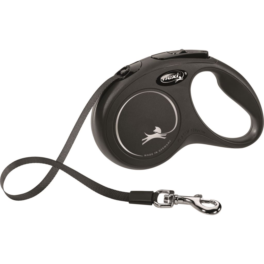 flexi Classic Koppel Band Svart Stlk S 5 m