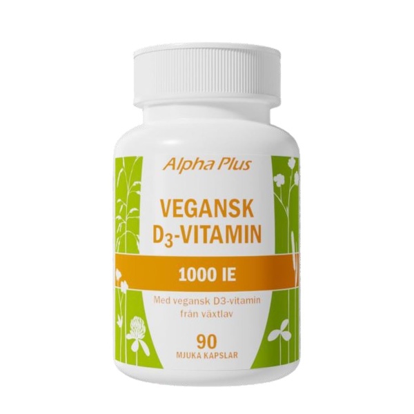 Alpha Plus Vegansk D3 vitamin 1000 iE 90 kapslar