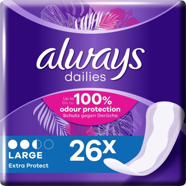 Always Dailies Large Extra Protect Trosskydd 26 st