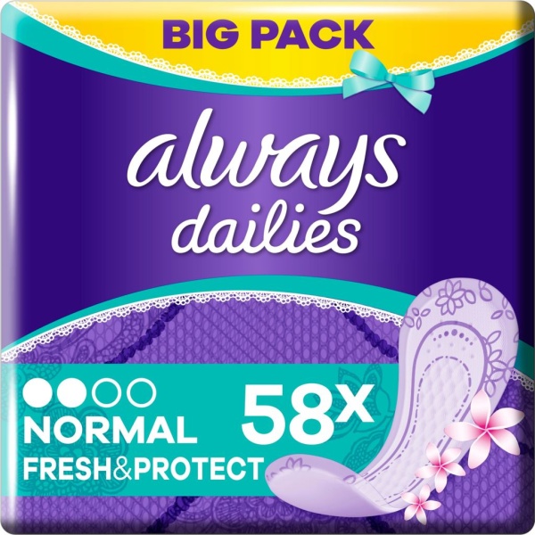 Always Dailies Normal Fresh & Protect Trosskydd 58 st