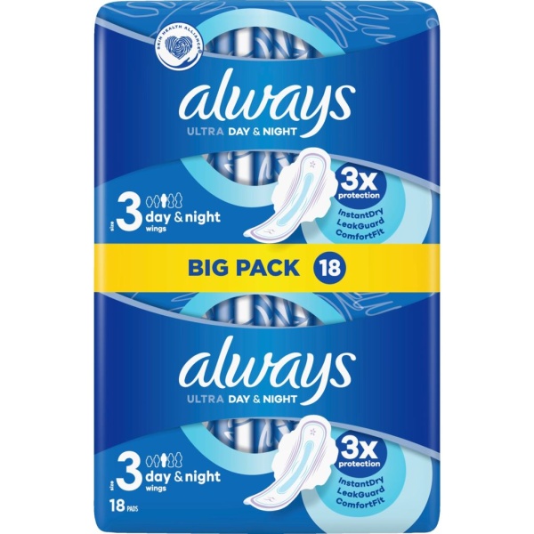 Always Ultra Night Pads Wings 18 st