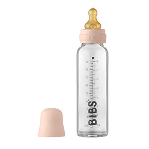 BIBS Baby Glass Bottle Complete Set Latex Blush 225 ml