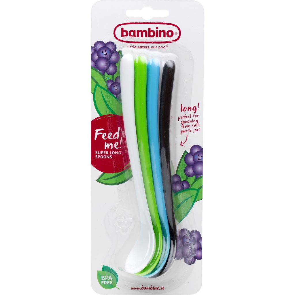 Bambino Extra långa skedar 4 st - Blandade färger