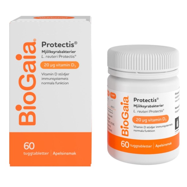 BioGaia Protectis Mjölsyrabakterier & Vitamin D3 20μg 60 tuggtabletter