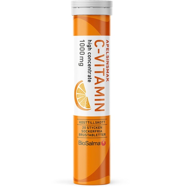 BioSalma C-vitamin 1000 mg Apelsin 20 brustabletter