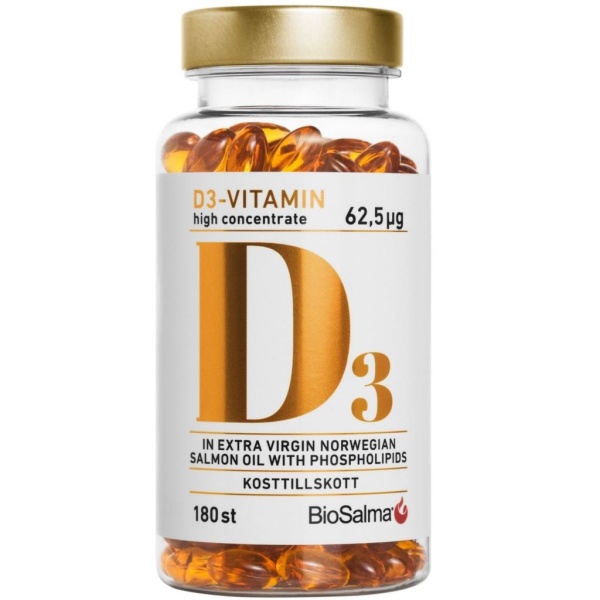 BioSalma D3-vitamin 62,5µg high concentrate 180 kapslar