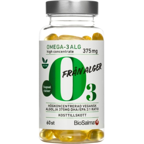 BioSalma Omega-3 Från Alger 375mg DHA/EPA 60 kapslar