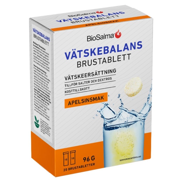 BioSalma Vätskebalans Apelsinsmak 20 brustabletter