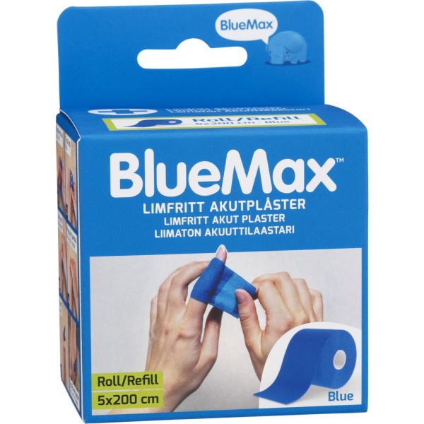 BlueMax Limfritt Akutplåster Refill 5x200cm Blå 1 st