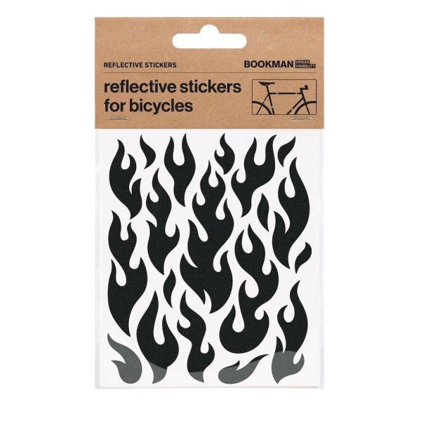 Bookman Urban Visibility Reflective Bicycle Stickers Flames Black 1 st