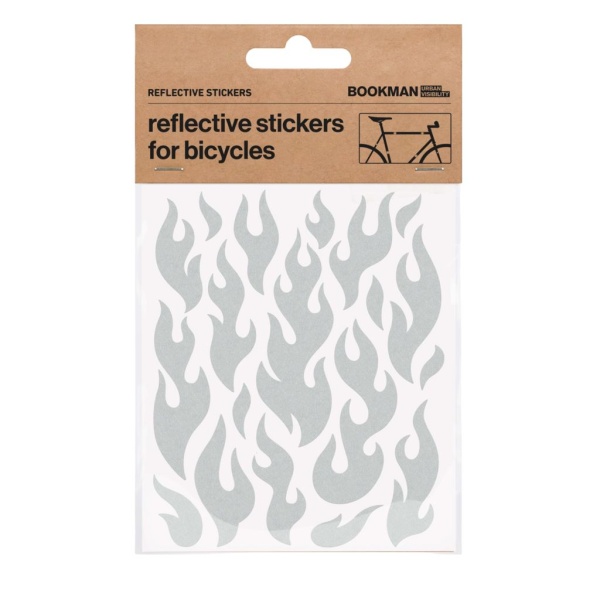 Bookman Urban Visibility Reflective Bicycle Stickers Flames White 1 st