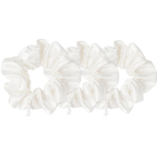 Cloud & Glow Silk Scrunchie 4 cm White 3 st