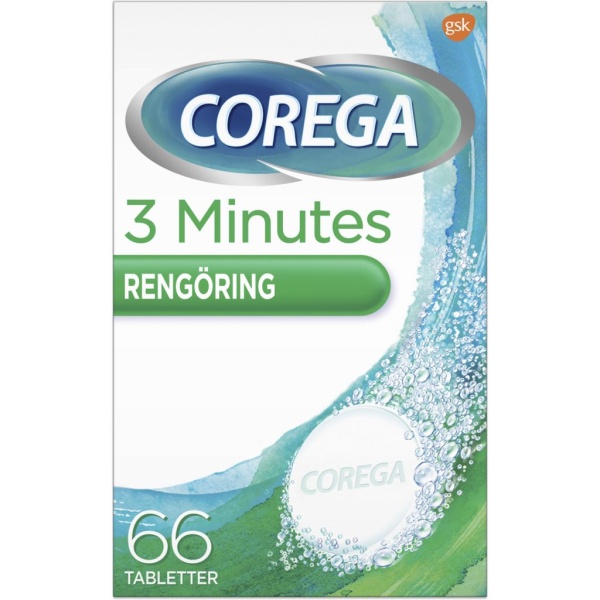 Corega 3 Minutes Protesrengöring 66 tabletter