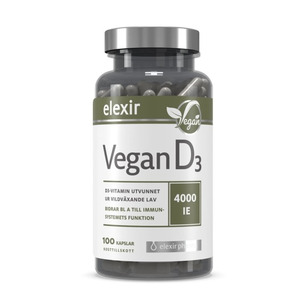 Elexir D3-vitamin Vegan Vegansk Vitamin D3 100 st