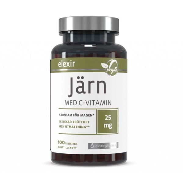 Elexir Pharma Järn Med C-vitamin Vegan 100 tabletter