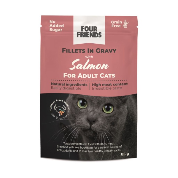 Four Friends Adult Salmon in Gravy Pouch 85 g