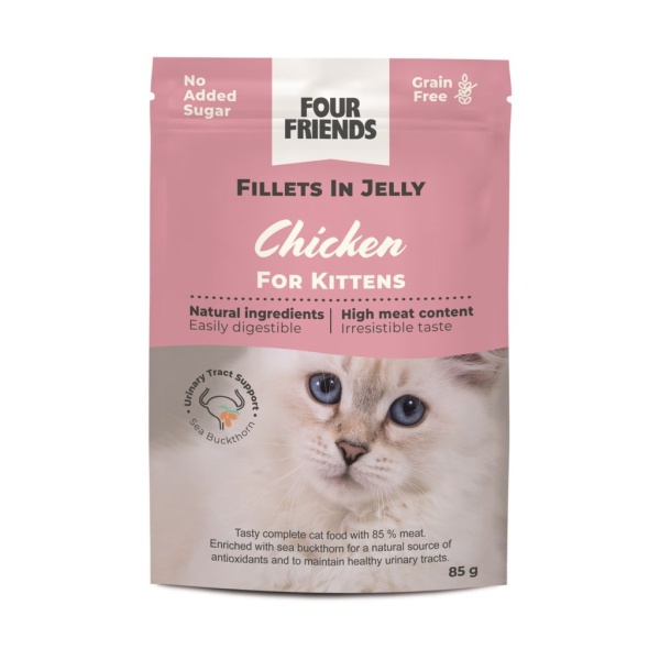 Four Friends Kitten Chicken in Jelly Pouch 85 g