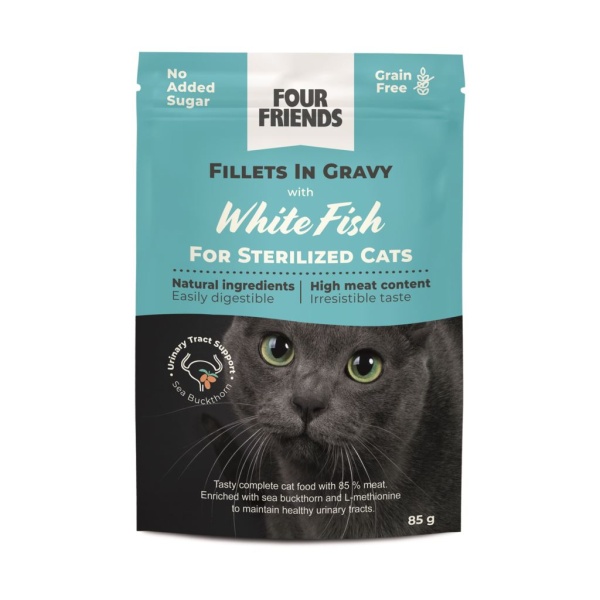 Four Friends White Fish in Gravy Pouch 85 g