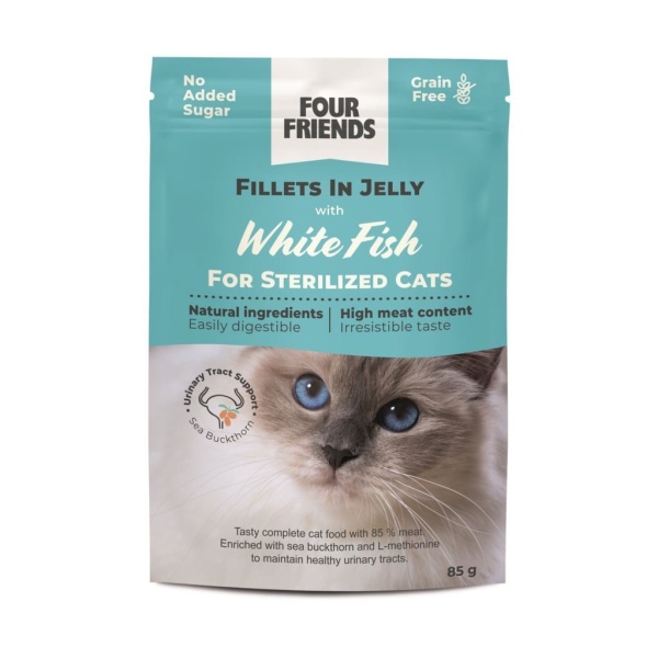 Four Friends White Fish in Jelly Pouch 85 g