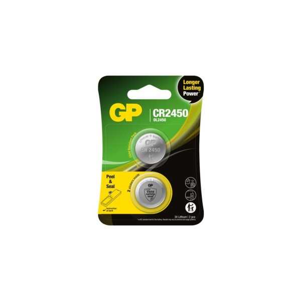 GP Batteries Knappcell Litium CR2450 Safety Seal 2 st