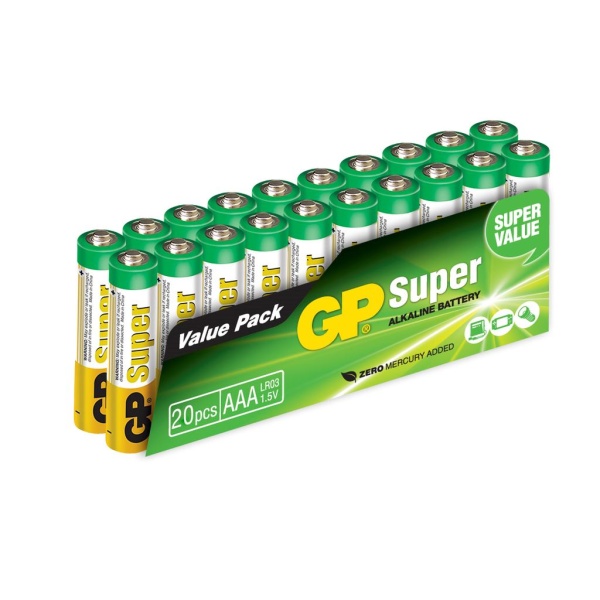 GP Super Alkaline 24A-S20 LR03 AAA Batterier 20 st