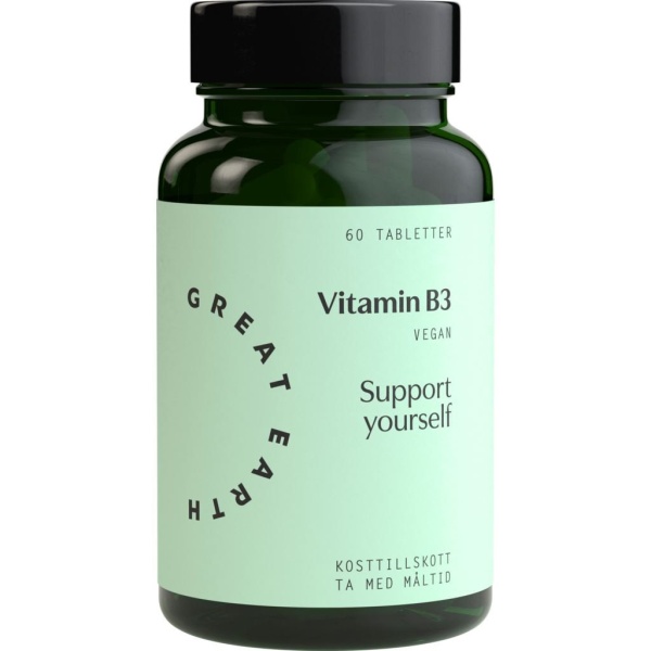 Great Earth Vitamin B3- Niacin 500mg 60 tabletter