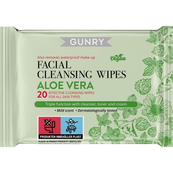 Gunry Aloe Vera Facial Cleansing Wipes 20 st