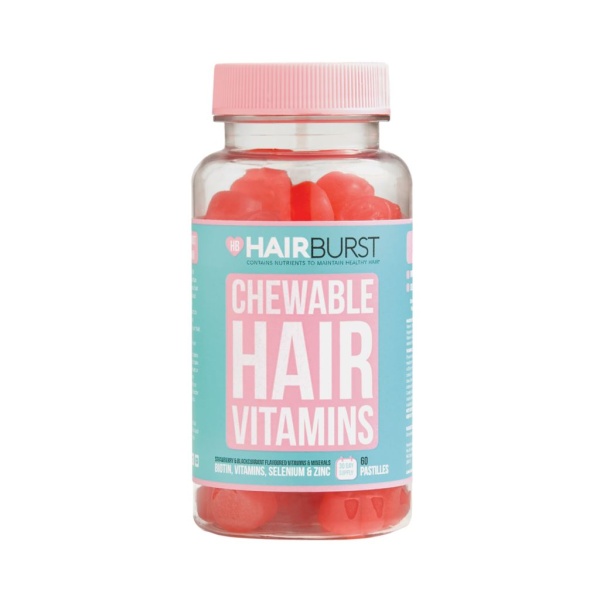 Hairburst Tuggbara Hårvitaminer Jordgubb & Svartvinbär 60 tuggtabletter