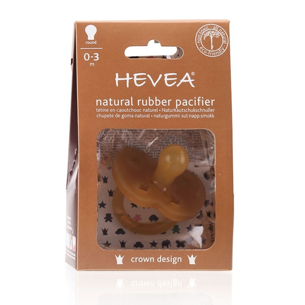 Hevea Napp Naturgummi Rund Krona 0-3 mån
