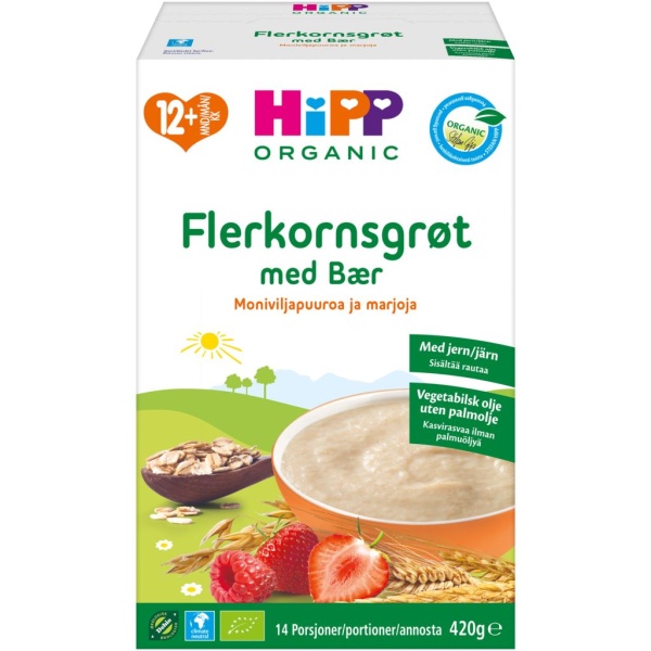 HiPP Organic Flerkornsgröt & Bär 420 g