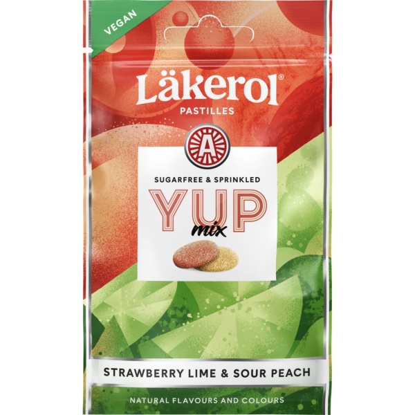 Läkerol YUP Mix Sour Peach & Strawberry Lime 30 g