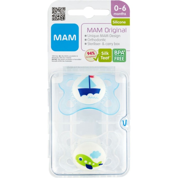 MAM Original Nappar 0-6 Månader Silikon 2 st - Olika färger
