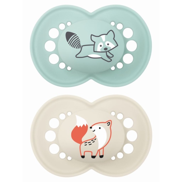 MAM Original Nappar 6-16 Månader Silikon Blå/Neutral 2 st