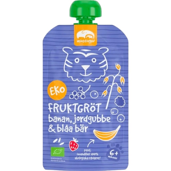 Minstingen Fruktgröt banan, jordgubbe & blåa bär 120 g