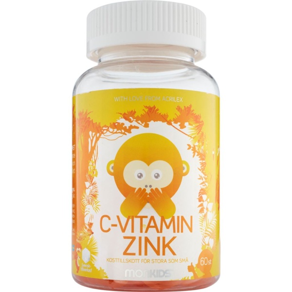 Monkids C-vitamin + Zink Barn Apelsin 60 tuggtabletter