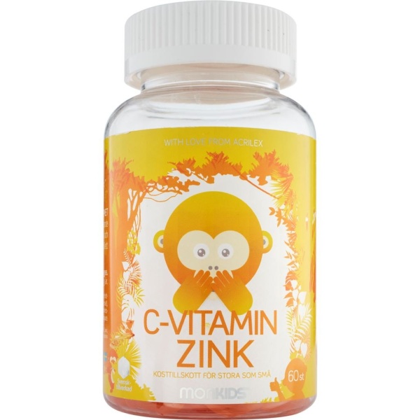 Monkids C-vitamin + Zink Barn Fruktsmak 60 tuggtabletter
