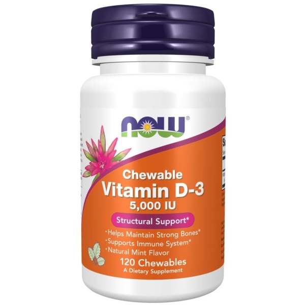 NOW VITAMIN D-3 5000 IU 120 tuggtabletter