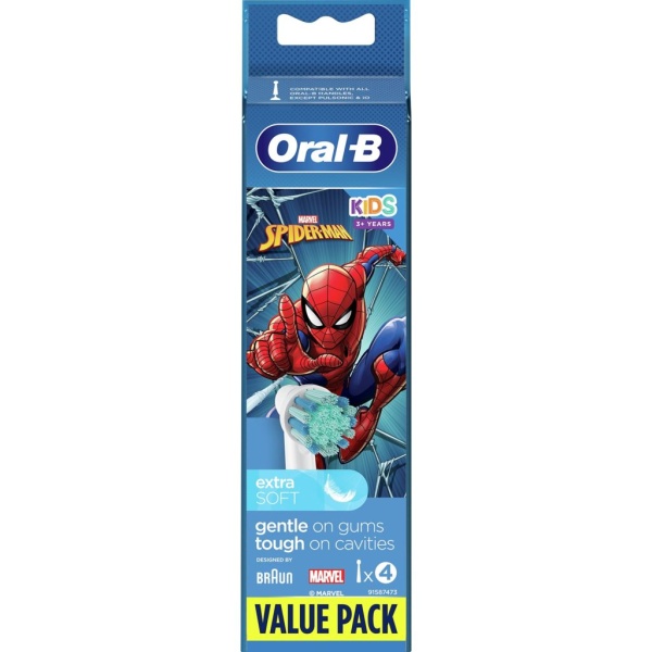 Oral-B Kids Spiderman Extra Soft Tandborsthuvud 4 st