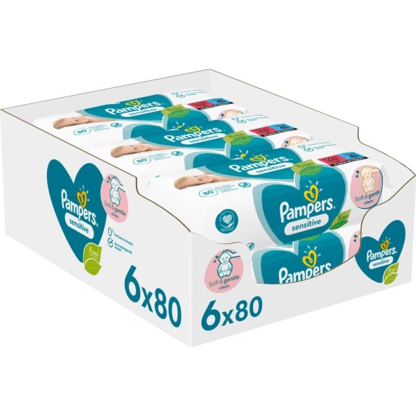 Pampers Sensitive Wipes 6 x 80 st