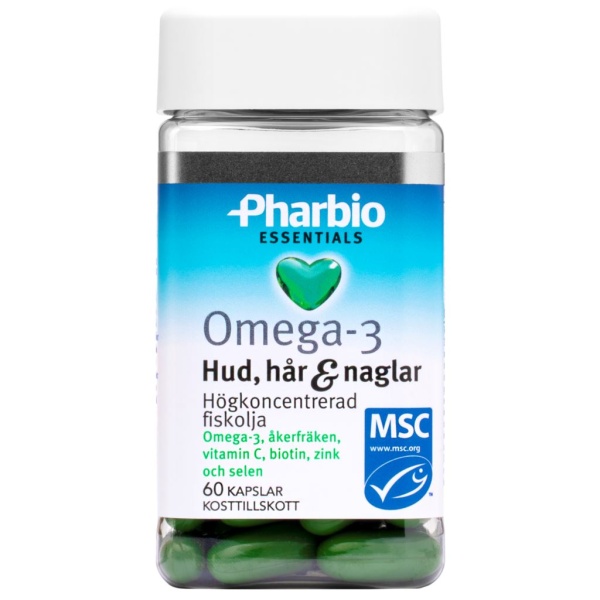 Pharbio Omega-3 Essentials Hud, Hår & Naglar 60 kapslar