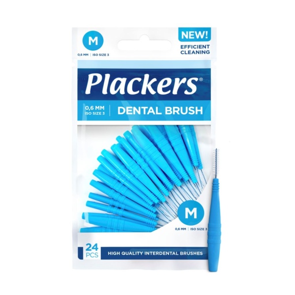 Plackers Dental Brush Mellanrumsborste Blå M (0,6mm) 24 st