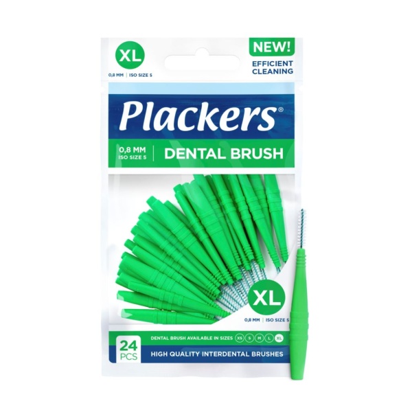 Plackers Dental Brush Mellanrumsborste Grön XL (0,8 mm) 24 st